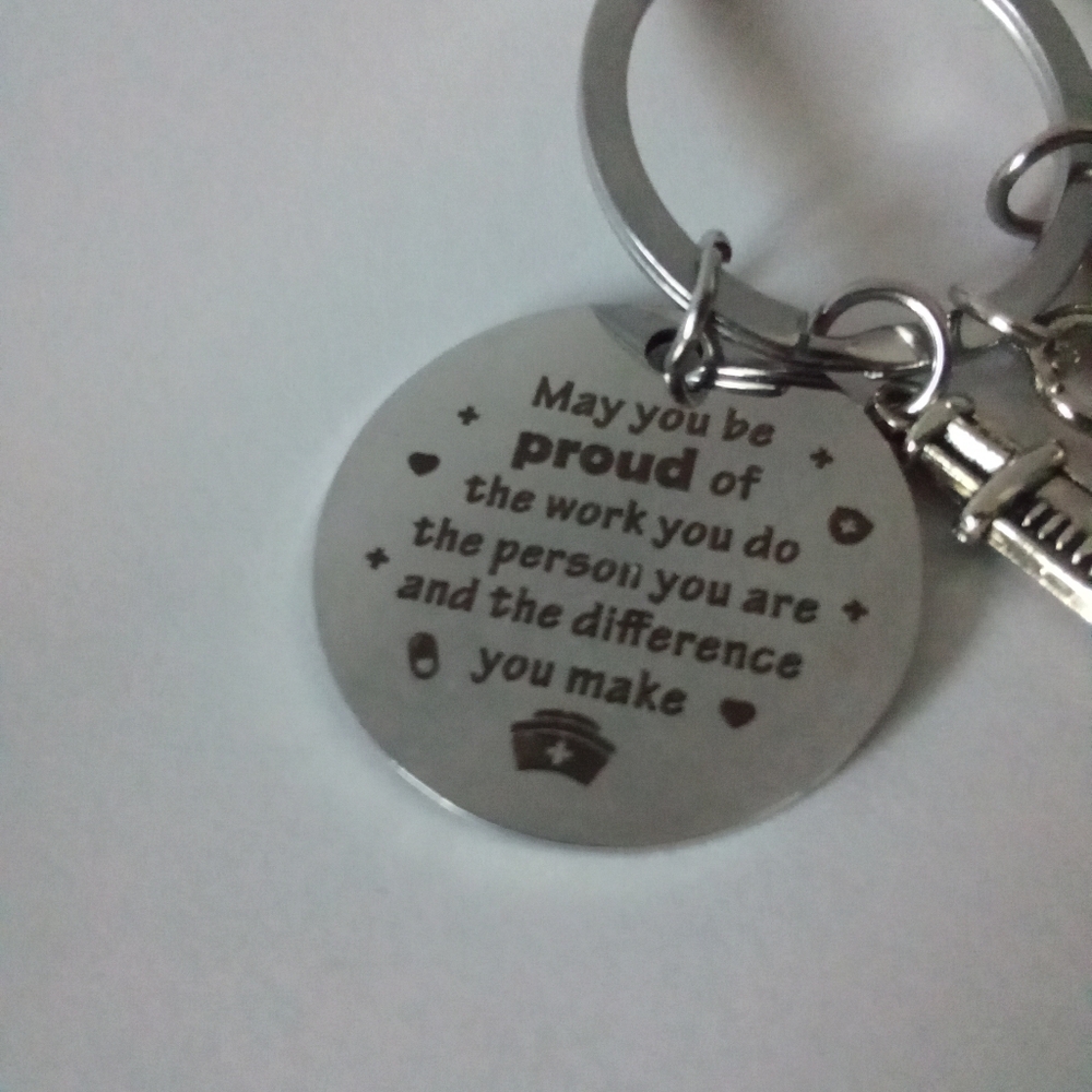 Medical Charm Keychain Nurse / Doctor Inspirational Gift Heart Beat Charm - Picture 4 of 6